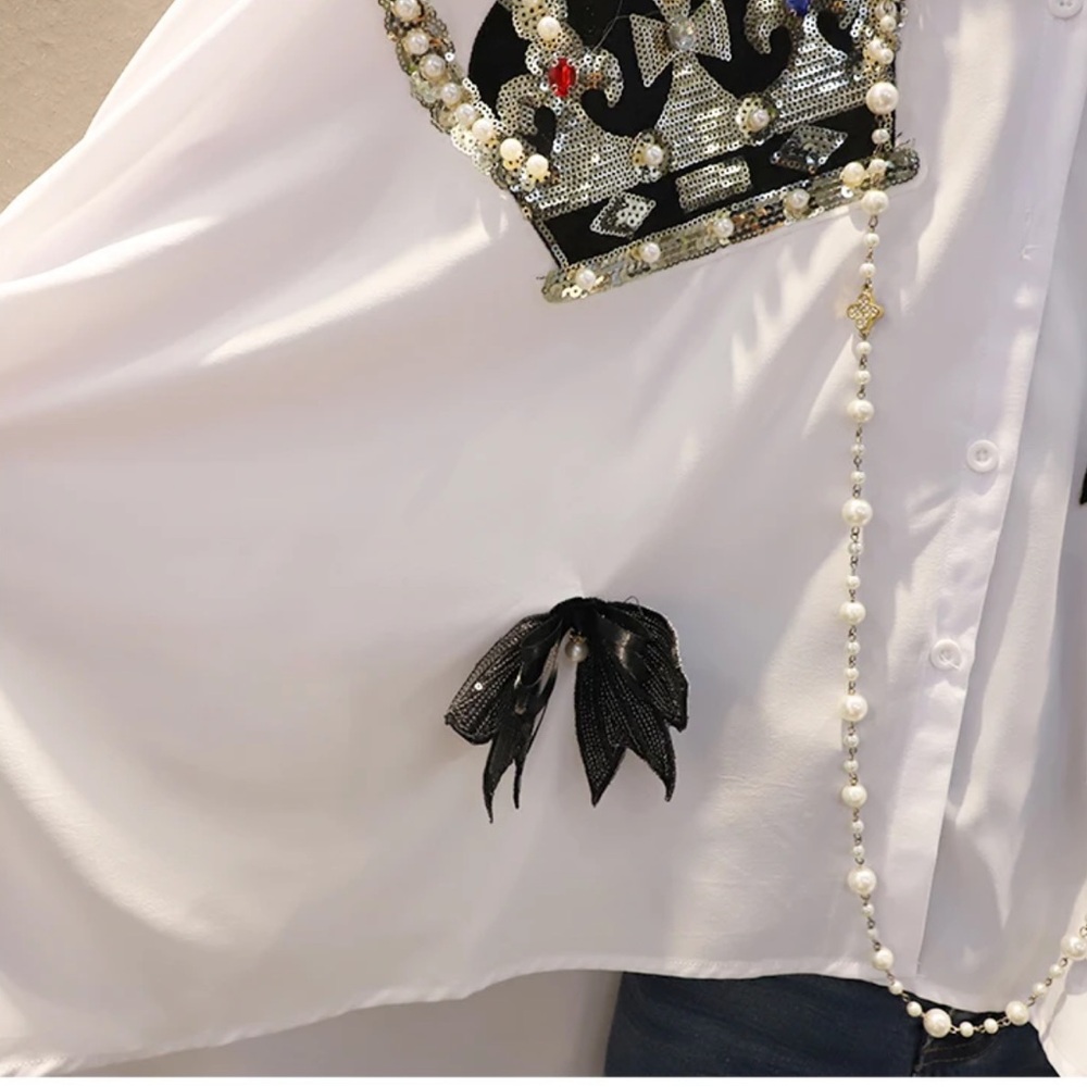 Fabulous Crystal Beaded Oversized Asymmetrical Top - Picture 8 of 14